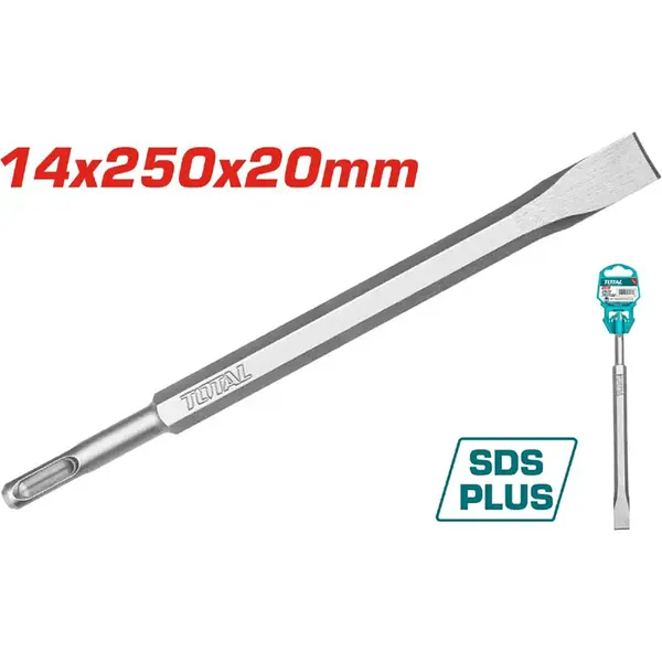 Cincel 14x250x20mm De Pala Para Rotomartillo Sds Plus Total