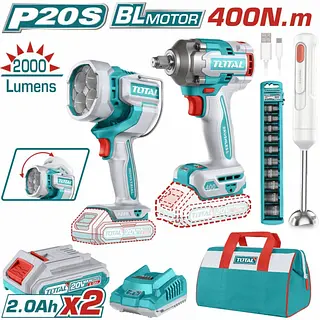 Combo 20v Pistola Impacto 1/2" 400nm + Lampata 2000l Total