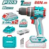 Taladro 20v Percutor 1/2" 66nm + 2 Batería 2.0 Ah Total
