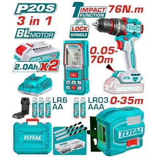 Combo Nivel Laser + Medidor De Distancia Laser + Taladro 1/2