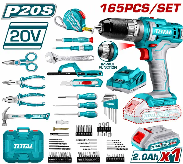 Combo Taladro 1/2 20v 66nm + Kit Herramientas 165 Pzs Total